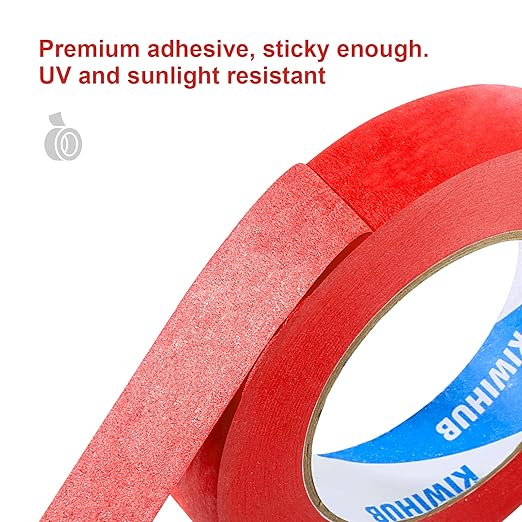 KIWIHUB Red Painters Tape,1 inch x 60 Yards - Clean Release Masking Tape for Painting,Labeling,DIY Crafting,Decoration and School Projects