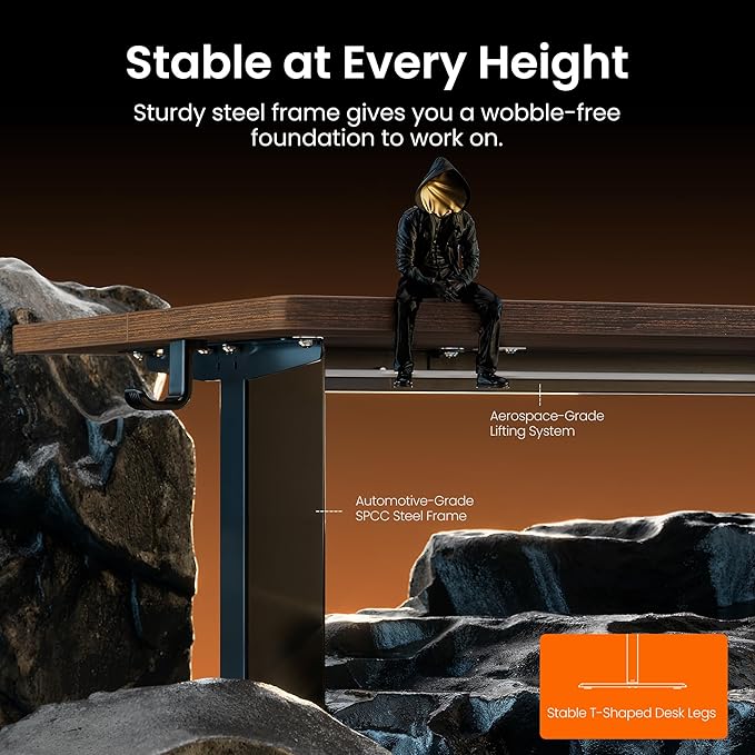 Ergear Height Adjustable Electric Standing Desk, 40 x 24 Inches Sit Stand up Desk, Memory Computer Home Office Desk (Espresso)