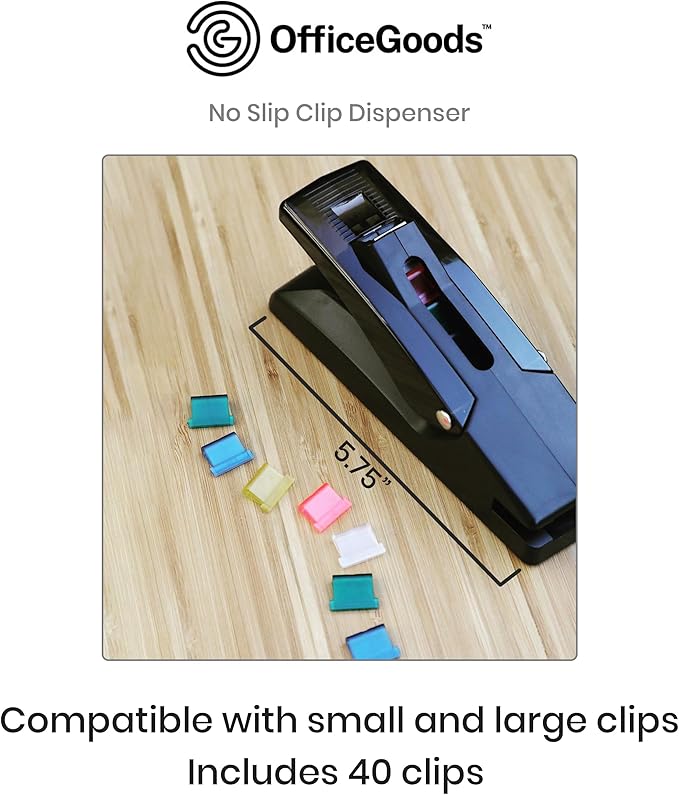 OfficeGoods Staple Free Stapler - No Slip Clip Reusable Paper Fastener for Documents - Securely Binds 50 Pages - Eco-Friendly Binder Solution