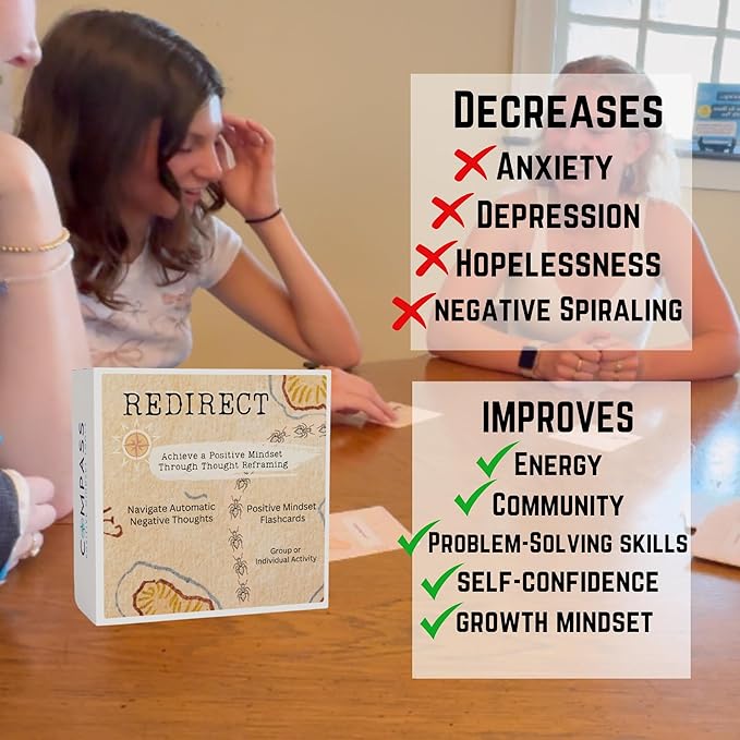 Redirect Flashcards – Challenge Negative Thinking | Transform Automatic Negative Thoughts (Ants) to Positive Affirmations | Used for Personal Growth, Classrooms, Group Therapy | Relieve Anxiety