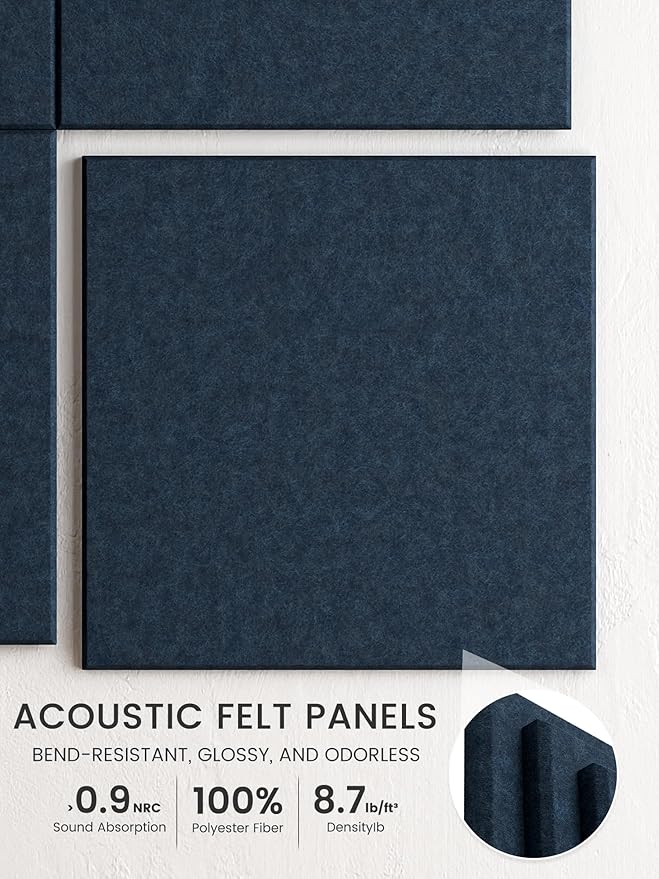 Bumusty Large Cork Board 47"x35" Alternative - 12 Pack Felt Wall Tiles with 70 Safe Removable Adhesive Tabs, 30 Pushpins, Cork Boards for Walls Pin Board Bulletin Board Office Decor -Navy