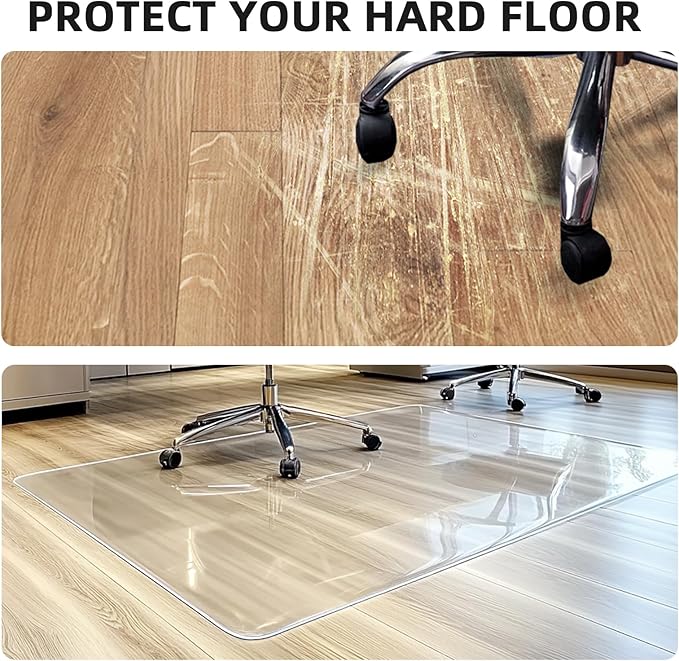 Chair Mat for Hardwood Floor, 1/5" Thick 48x36 inches Floor Mat Protector for Office Chair, Clear Thicken Pattern Rectangle Floors Protector