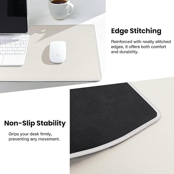 ALOANES Waterproof Mouse Pad with Durable Stitched Edge, XL Gaming Keyboard Pad, Non-Slip Rubber Base Mouse Mat, Extended Desk pad for Gamer, Office & Home, Beige Mousepad 27.6''x 11.8''x 0.12''