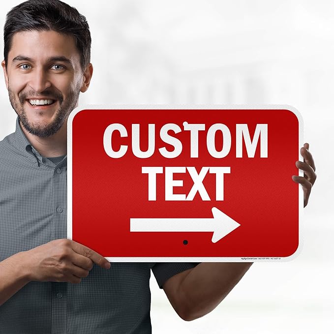 Custom Arrow,Custom Directional Sign, Right Arrow, 12x18 Inches, 3M EGP Reflective, Rust Free .063 Aluminum, Fade Resistant, Made in USA by My Sign Center