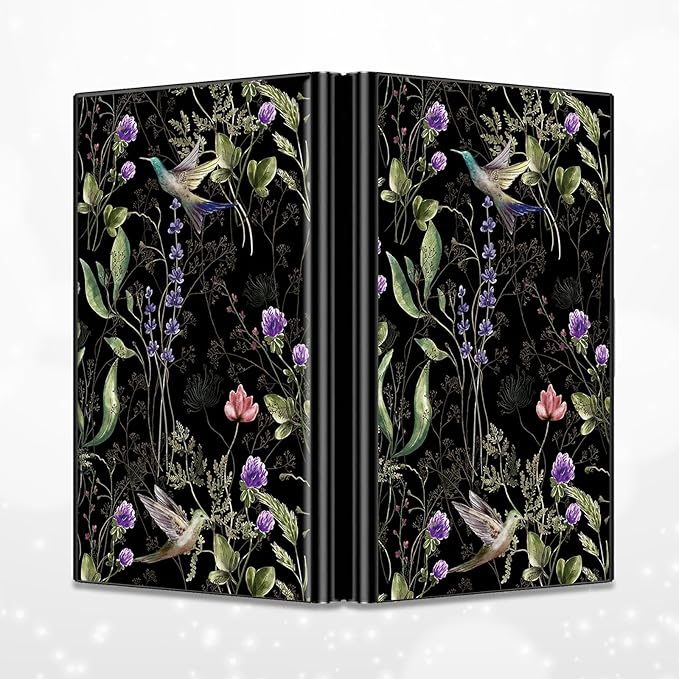 BWEGRHE Slim Credit Card Holder, Wild Flower Hummingbird RFID Blocking Metal Wallet for Men & Women, Aluminum Minimalist Hard Case Pocket-Sized Business Cards Organizer (Fits Up to 10 Cards)