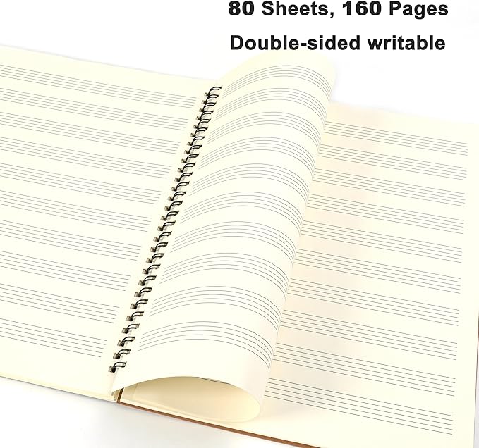 MoHern Blank Sheet Music Notebook, 160 Pages Composition Staff Paper Notebook 2 Pack, Manuscript Paper Notebook, 10 Staves (Music clef notebook)