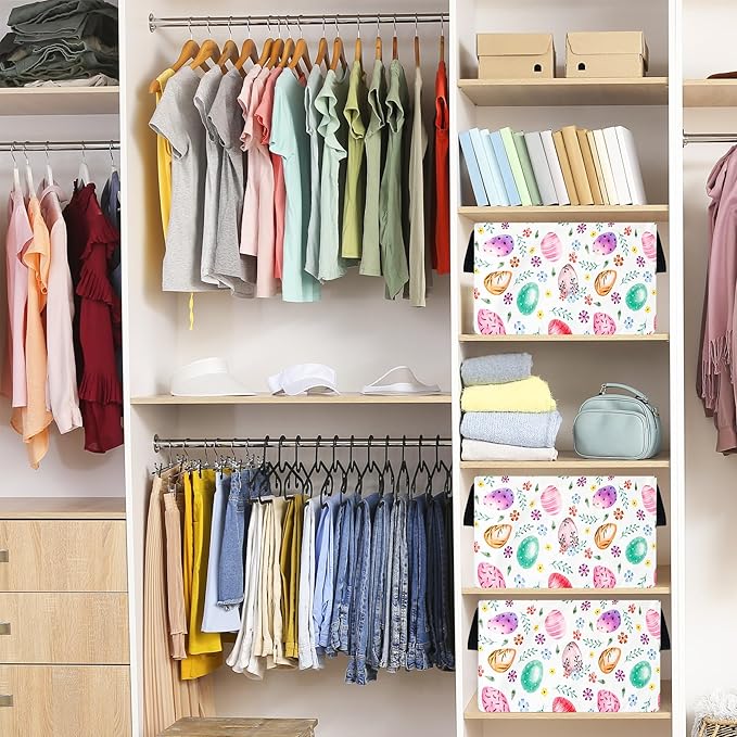 FUULOXE Storage Bin for Shelves Rectangle Closet Baskets Foldable Box with Handles Storage Bins, Storage Boxes for Home Office Car Dormroom