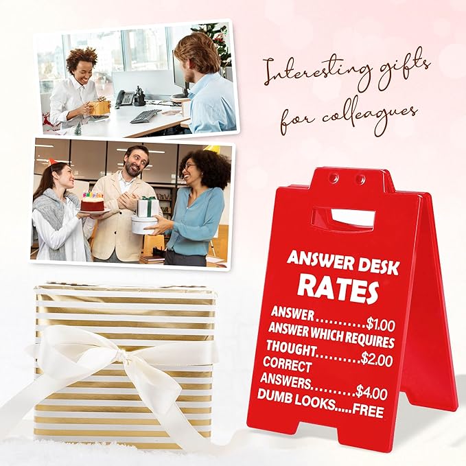 Funny Office Gag Gifts for Coworker Answer Desk Rates Desk Sign for Women Men Coworker Boss