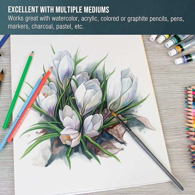 U.S. Art Supply 9" x 12" Premium Heavyweight Watercolor Paper Pad, Pack of 2 (12 Sheets Each), 140lb (300gsm) - Cold Pressed, Acid-Free, Wet, Water Color Paper - for Artists, Students