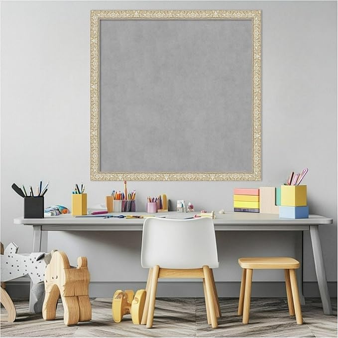 Amanti Art Silver Framed Magnetic Board 26x26 Medium Vision Board for use with Magnets, 100% Metal Sheet to Display Items as Office Decor or for Home Organization in mudroom, Kitchen or Kids Room