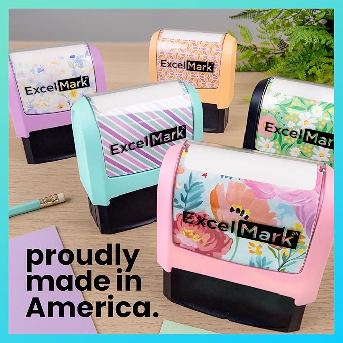 ExcelMark Address Stamp - Custom Return Address Stamp with Elegant Designs, Vibrant Colors & Patterns – Perfect for Mail, Invitations & Gifts (Peach Mount, Simple Classic)