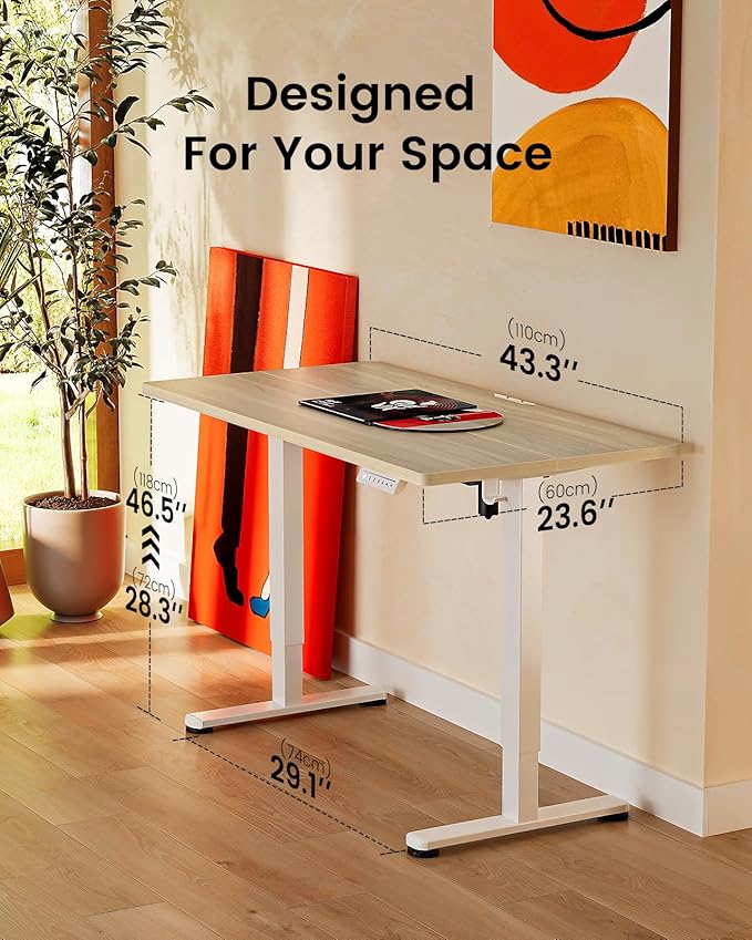 ErGear Electric Standing Desk, 44 x 24 Inches Height Adjustable Stand up Desk, Sit Stand Home Office Desk, with Two-Piece Desktop (Natural)