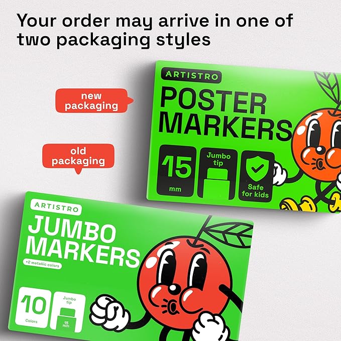 ARTISTRO Poster Markers Jumbo Set Acrylic Markers with 15mm Wide Jumbo Tip for Murals, Tagging, Posters - Large for Rock, Wood, Plastic, Leather, Metal, Fabric, Ceramic