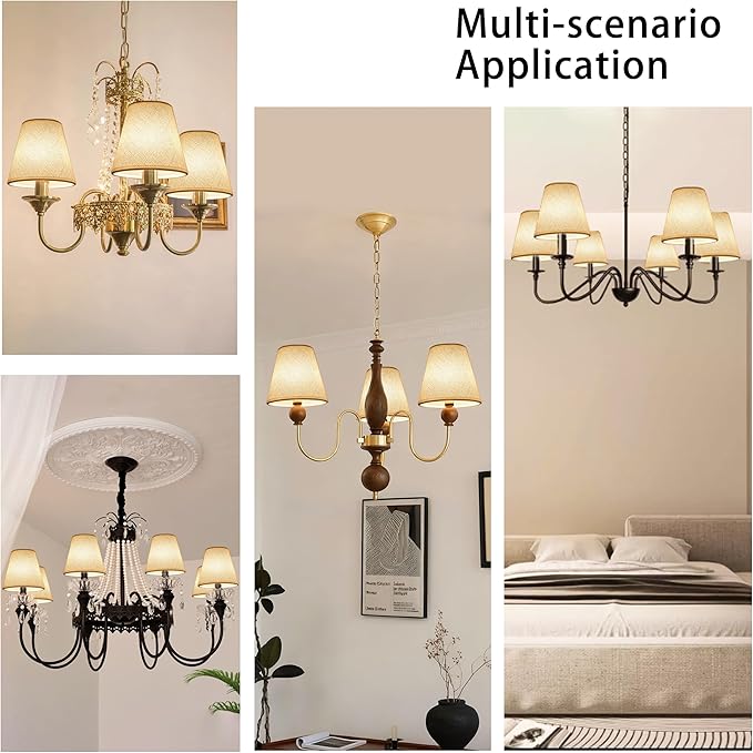 TAaMTYH small lamp shade chandelier shades set of 3，Fabric Lampshade for Wall Lamp，chandelier shades，small table lamps，For Cutting Edge bulbs, Clip-on Fitter Lampshade，3" X 6" X 5"
