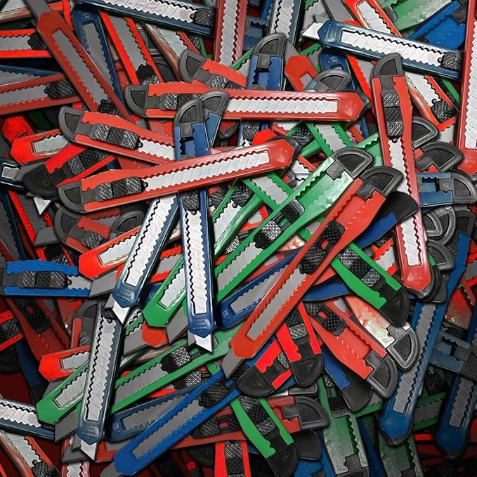 Utility Knife Box Cutter Retractable Blade Snap off Razor Knife with Safety lock 5" Wholesale lot (48 Pack)