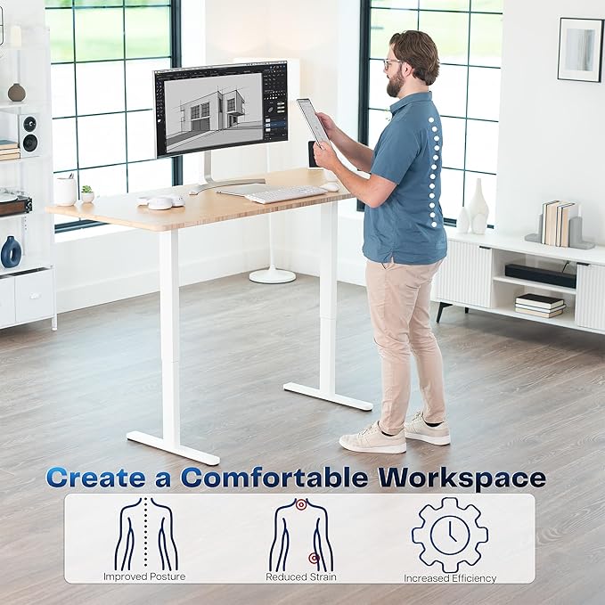 VIVO Dual Motor Electric Sit Stand Desk Frame, 220 lbs Capacity, Memory Controller Height Adjustment, Frame Only, White, DESK-E-200W