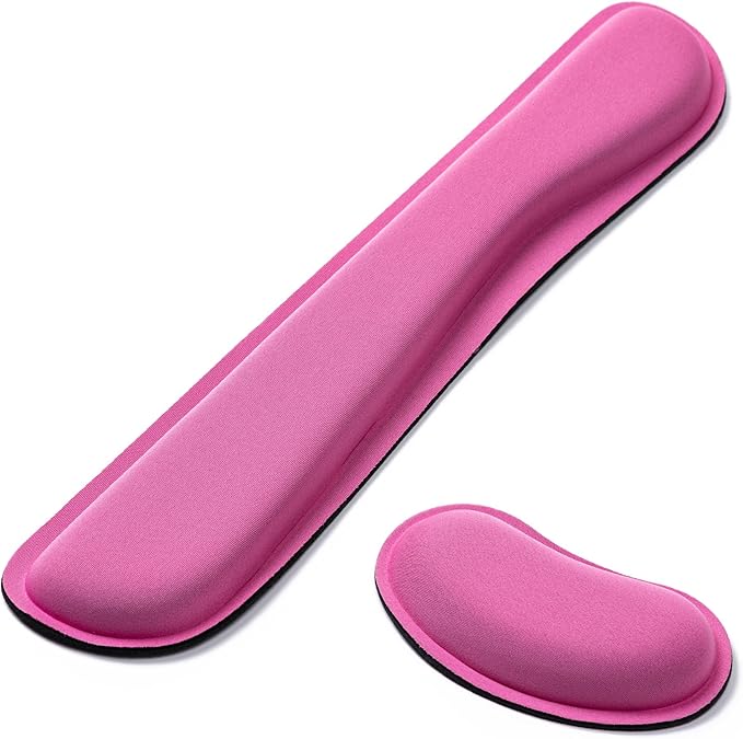 Hoewina Keyboard Wrist Rest,Ergonomic Wrist Rest,Superfine Fabric and Gel Memory Foam Wrist Pad for Computer Keyboard for Easy Typing & Pain Relief, Suitable for Office, Family, Outdoor, Rose Red