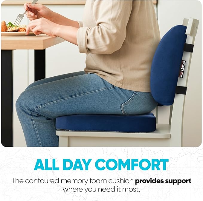 FORTEM Seat Cushion, Office Chair Cushion, Lumbar Support Pillow for Office Chair, Memory Foam Sciatica Coccyx Tailbone Pressure Pain Relief, Car Sitting Pad, Washable Non Slip, XL