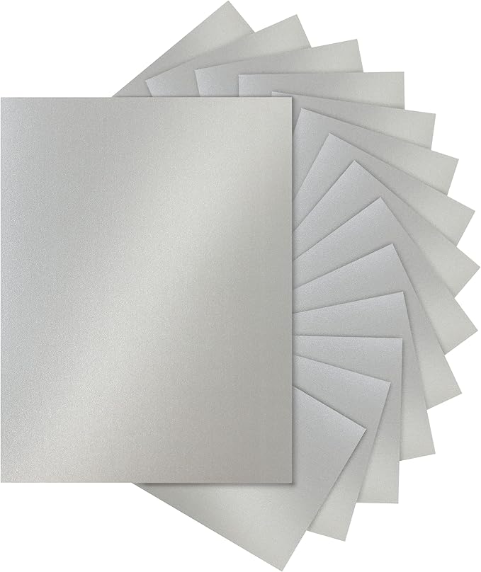 Silunkia 28 Sheets Shimmer Silver Cardstock 8.5 x 11 Metallic Paper, 250gsm/92lb Premium Heavyweight Card Stock for DIY Card Making, Greeting Cards, Wedding Invitations, Paper Crafting