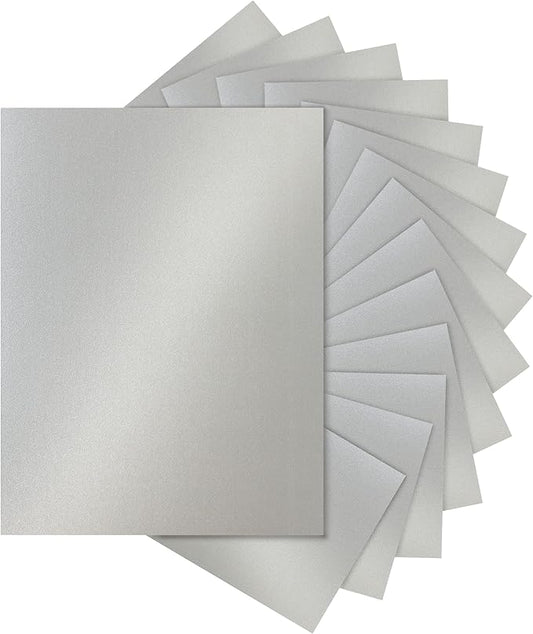 Silunkia 120 Sheets Shimmer Silver Cardstock 8.5 x 11 Craft Paper, 250gsm/92lb Heavyweight Certificate Paper Card Stock for DIY Card Making, Wedding Invitations, Thank You Cards, Business Cards