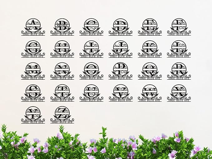 Personalized House Number Monogram Sign, Custom Address Sign with Last Name, House Numbers for Outside, Address Plaques for House，Address Numbers for Houses