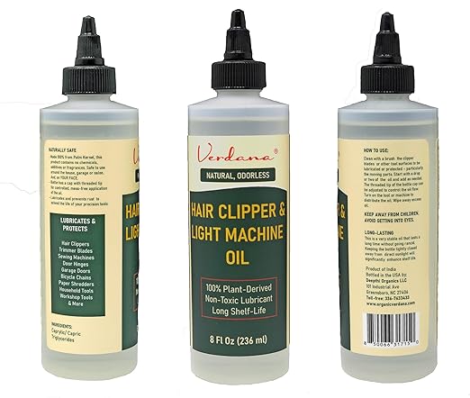 Verdana Hair Clipper & Trimmer Oil – 8 Fl Oz – Plant-Derived Light Machine Oil for Clippers, Sewing Machines, Shredders & Electric Razors – Natural, Odorless, Non-Toxic Lubricant