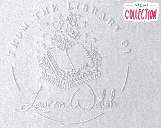 EXLIBRIS Custom Book Embosser - Library Stamp, Monogram Embosser (2")
