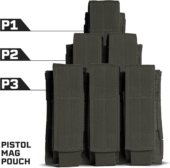 Tacticon P1 P2 P3 BattlePouch | Universal Pistol Mag Pouch | Combat Veteran Owned Company | Molle Single Double Triple Pistol Magazine Holster for Ammo | Tactical Bag Accessories Holder
