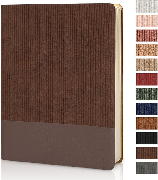 TSFPapier Lined Journal Notebook for Work College Ruled Note Book 7.2"x9.6" B5 PU Leather Daily Journaling 160 Pages for Women Men Writing Home School Supplies Business (Coffee)