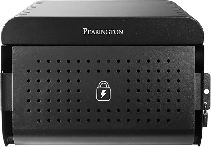 Pearington 12 Device Portable Charging Station for Tablets, iPads, Chromebooks, and Laptop Computers with Lock, Surge Protection, for Classroom or Office