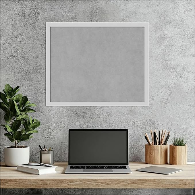 Amanti Art Silver Framed Magnetic Board 17x21 Small Vision Board for use with Magnets, 100% Metal Sheet to Display Items as Office Decor or for Home Organization in mudroom, Kitchen or Kids Room