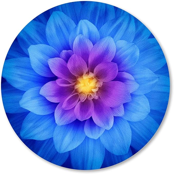 IMAYONDIA Mouse Pad, Blue Watercolor Lotus Flower Round Mouse Pad, Non-Slip Rubber Base Mousepad for Laptop Computer, Personalized Small Mousepad with Designs for Women, 7.9 x 7.9 Inch