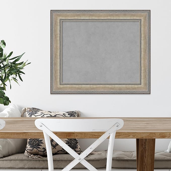 Amanti Art Silver Framed Magnetic Board 21x25 Small Vision Board for use with Magnets, 100% Metal Sheet to Display Items as Office Decor or for Home Organization in mudroom, Kitchen or Kids Room