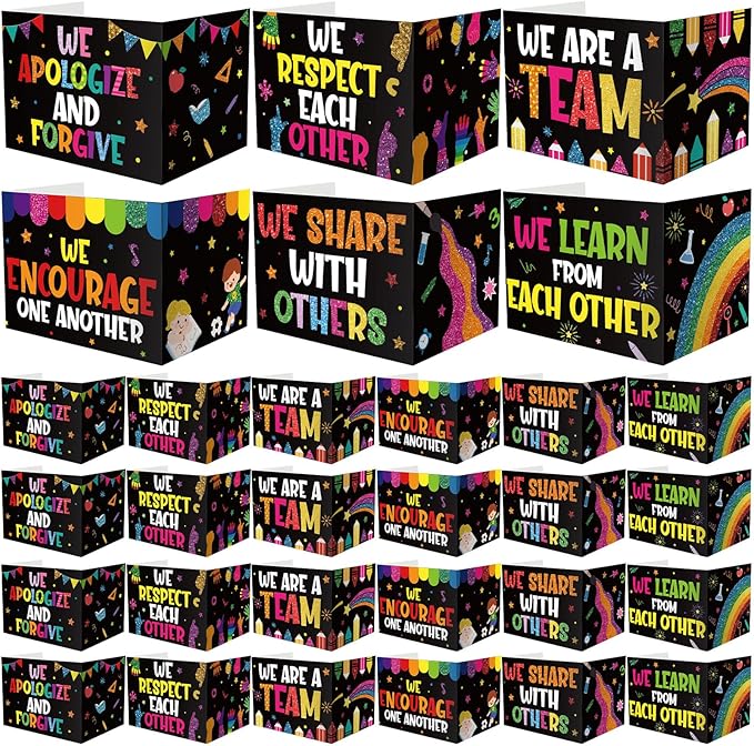 Honoson 24 Pcs Bulk Inspirational Privacy Folders for Students Cardboard Test Privacy Boards Motivational Words Desk Dividers Shield for Classroom School Study Supplies, 6 Styles (Unity)