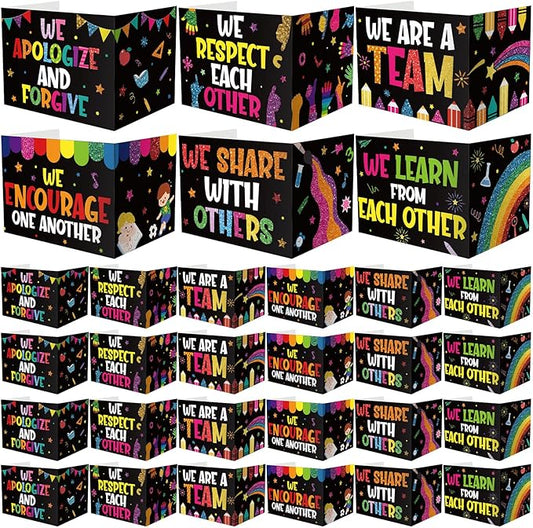 Honoson 24 Pcs Bulk Inspirational Privacy Folders for Students Cardboard Test Privacy Boards Motivational Words Desk Dividers Shield for Classroom School Study Supplies, 6 Styles (Unity)