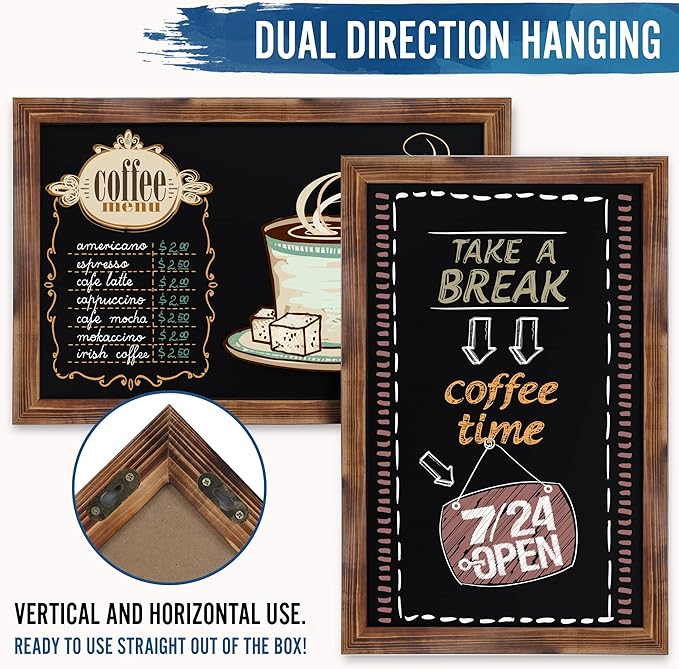 HBCY Creations Rustic Magnetic Wall Chalkboards (Torched Brown, 24 x 36 Inch)