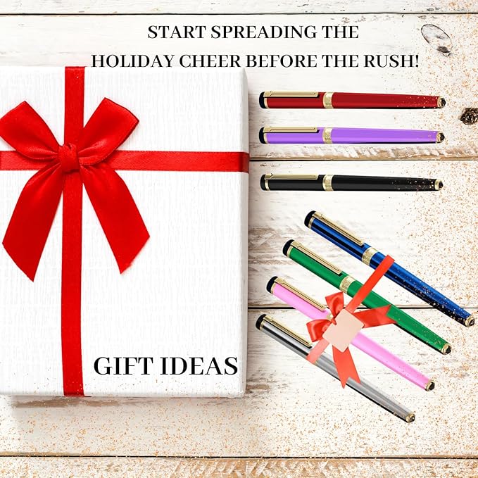Dryden Designs Fountain Pen Medium Nib Gift Pouch - with 24 Ink Cartridges - MCM (Deep Blue)