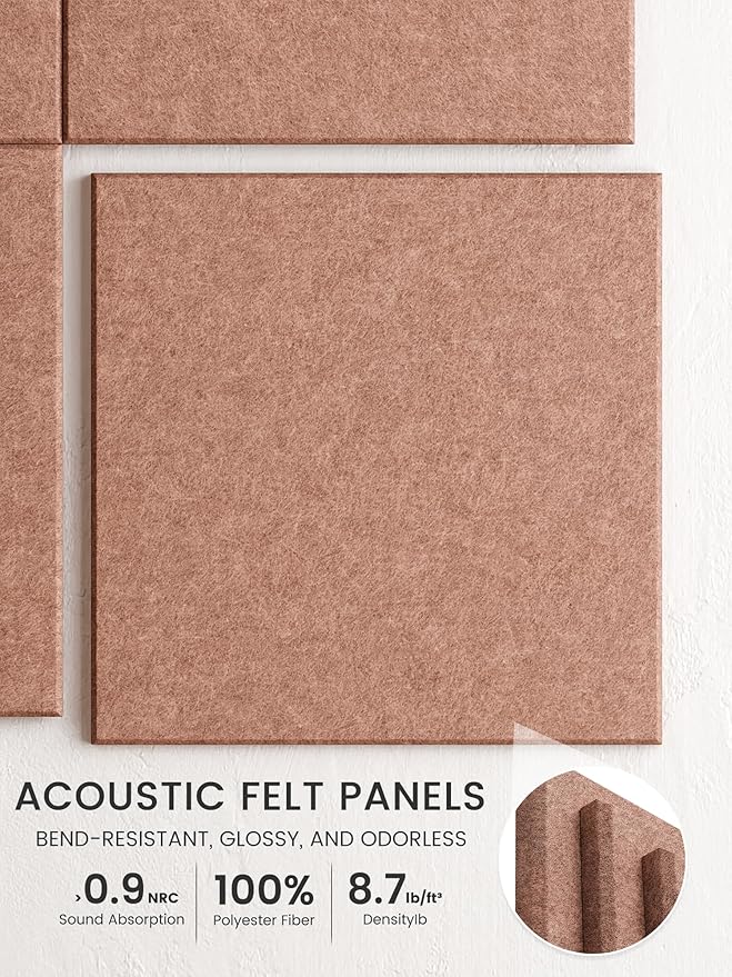 Bumusty Large Cork Board Alternative-47 x35 Felt Bulletin Board, with 30 Pushpins, 70 Adhesive Tabs, 12-Pack Slat Wall Paneling, Pin Boards for Office Push Felt Board-Terracotta
