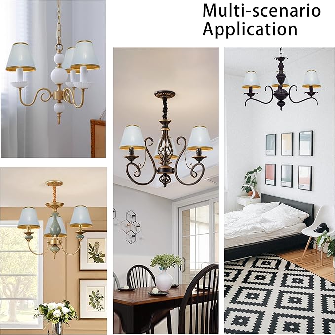 TAaMTYH small lamp shade chandelier shades set of 3，Fabric Lampshade for Wall Lamp，chandelier shades，small tadle lamps，For Cutting Edge bulbs, Clip-on Fitter Lampshade，3" X 6" X 5"