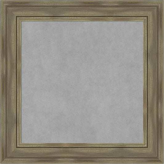 Amanti Art Grey Framed Magnetic Board 26x26 Medium Vision Board for use with Magnets, 100% Metal Sheet to Display Items as Office Decor or for Home Organization in mudroom, Kitchen or Kids Room