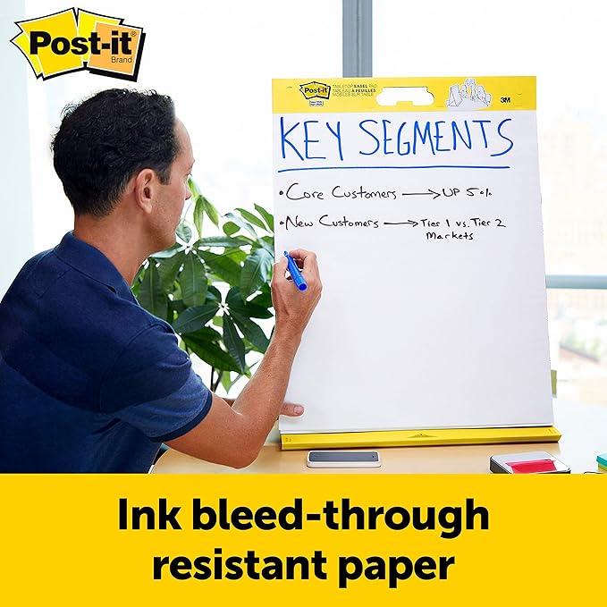 Post-it Super Sticky Portable Tabletop Easel Pad, Great for Virtual Teachers and Students, 20x23 Inches, 20 Sheets,Pad, 2 Pads (563 VAD 2PK)