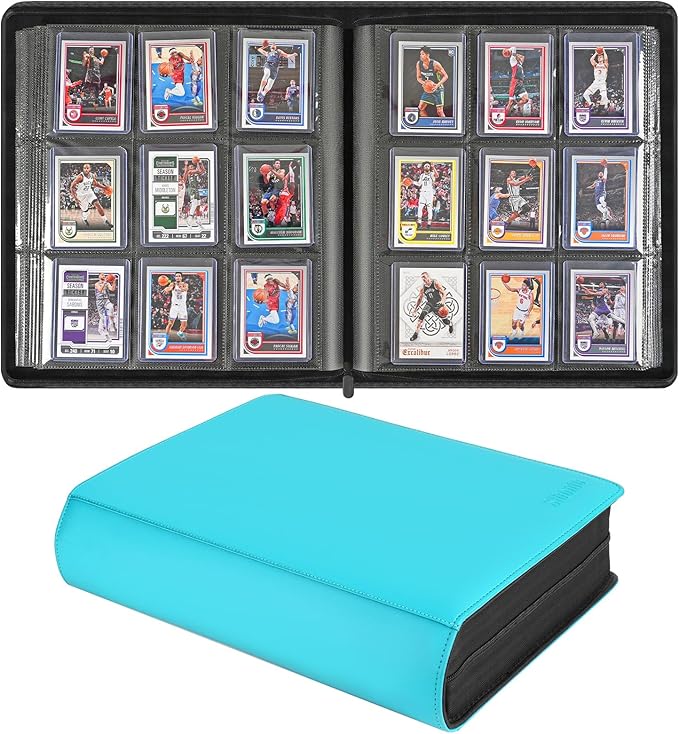 Sibonic 9 Pocket TopLoader Binder, Holds 360 3”x4” Toploader Hard Cases, Sleeves Card Collection Binder, 20 Double Sided Pages, Compatible with Trading & Sports Holder - Mint Green