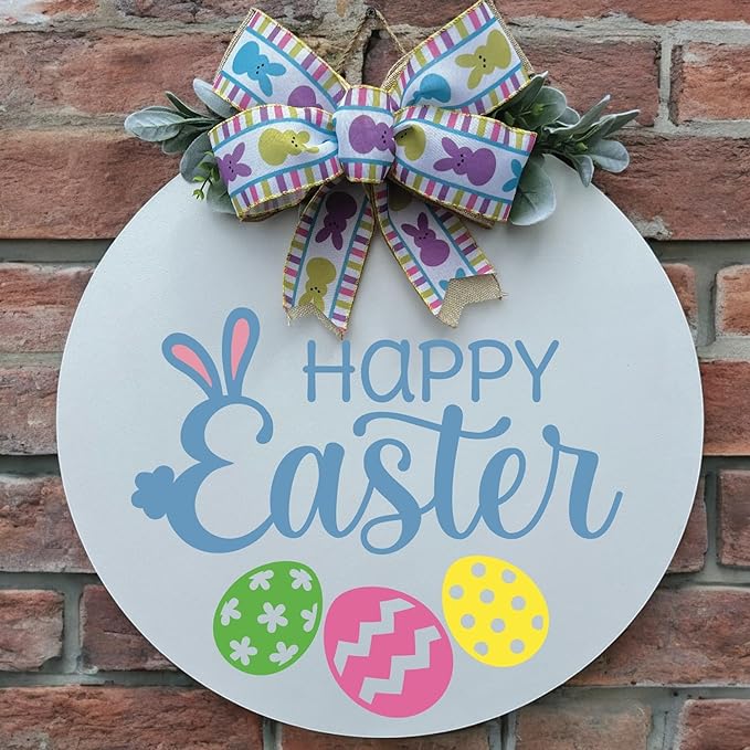 Wood front door sign Wood sign Home decor Welcome sign Sign for front door House warming gift Wedding gift (Happy Easter, 11" Width)