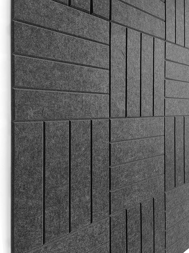 DECORITA Felt Bulletin Board Tiles | Modern Cork Board Alternative | Large Cork Boards for Walls | Aesthetic Felt Wall Panels for Office & Home Decor | Pinboard & Photo Board (12-Pack) | Gray Black