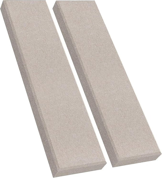 2 Pack 2" Thick Acoustic Panels, 47.24" X 11.81" Fiberglass Wall Panel, Acoustic Panels Sound Absorbing for Office, Studio, Home Theatre - Linen