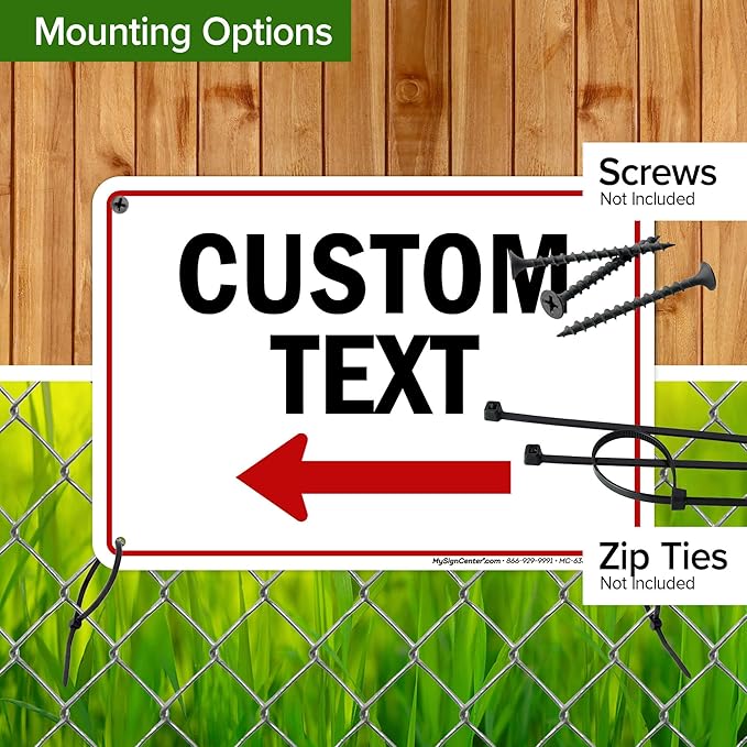 Custom Arrow,Custom Directional Sign, Left Arrow,7x10 Inches, Rust Free .040 Aluminum, Fade Resistant, Made in USA by My Sign Center