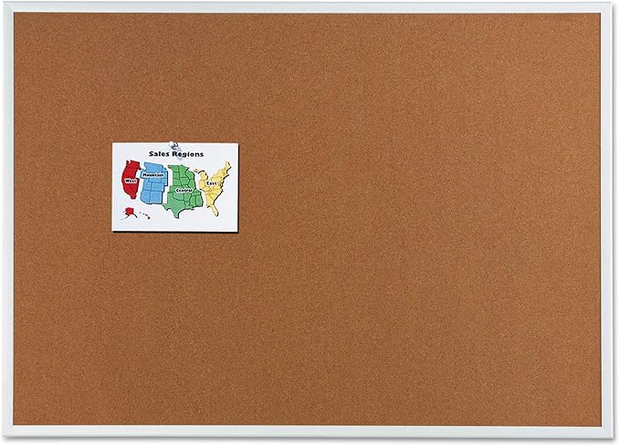 Quartet Cork Board, Bulletin Board, 4' x 3' Corkboard, Aluminum Frame (2304)