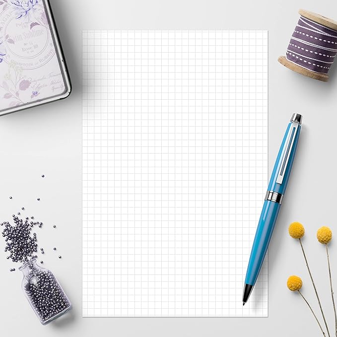 321Done Graph Paper Notepad - 50 Sheets (5.5" x 8.5") - 0.20" Grid Planning Note Pad - Thick Premium Paper - Made in USA - Plain White