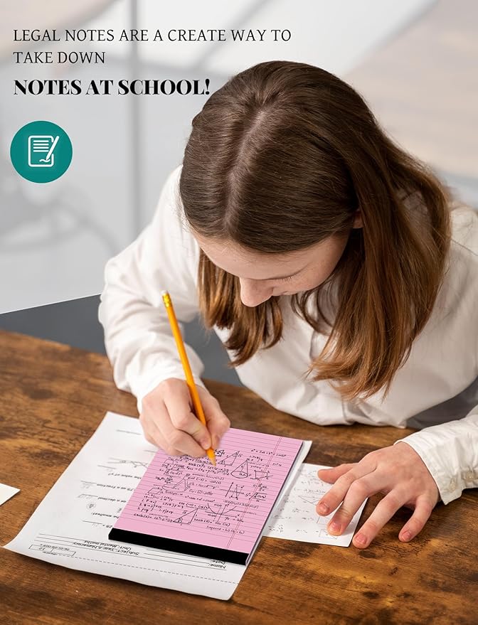Aidunmis 7pcs Small Note Pads 5x8 Legal Pads Pink Notepad 5x8 College Ruled Pink Notebook Paper Narrow Ruled Mini Notepads 5 x 8 Legal Pad Perforated Small Writing Pads 5x7 In 30 Sheets per Note Pad