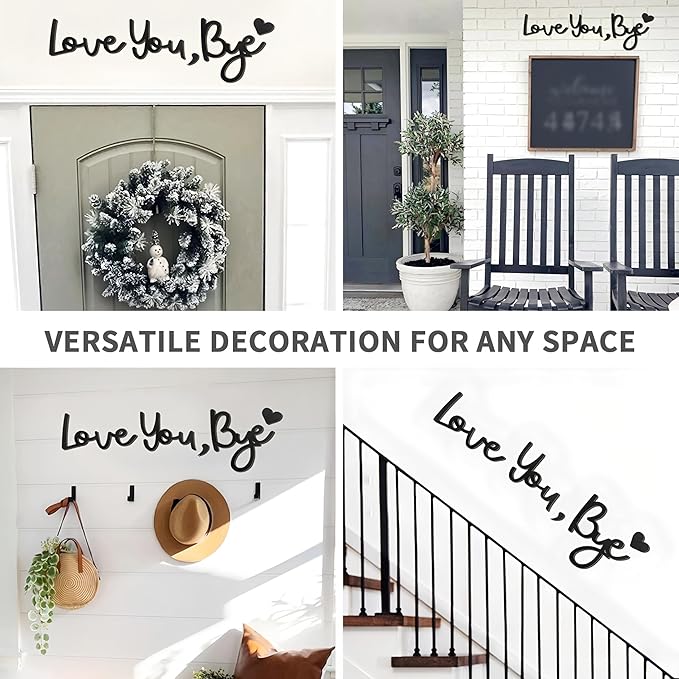 Large Love You Bye Wood Sign Home Decor,Above Door Topper Decoration,Boho Decor for Window Wall Express Love and Warm for Your Family Lovers,Wall Art Gift Hallway Entryway Decorations for House Office